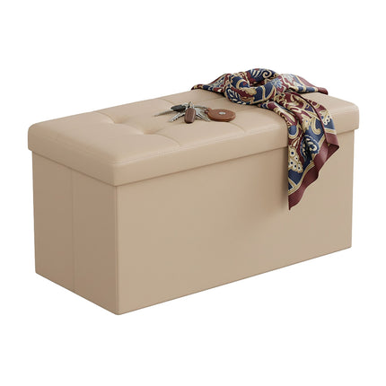 Foldable Faux Leather Storage Bench – Seats Two