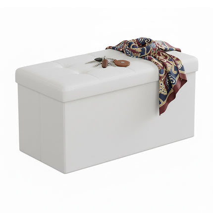 Foldable Faux Leather Storage Bench – Seats Two