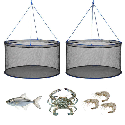 Foldable Fishing Drop Net 2-Pack, 31.5 in, Rope and Storage Bag