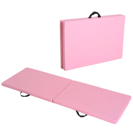 Foldable Fitness Mat with Handles, 180x60x5 cm, Pink