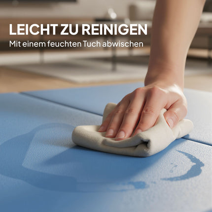 Foldable Fitness Mat with Handles, 240x120x5 cm, Light Blue