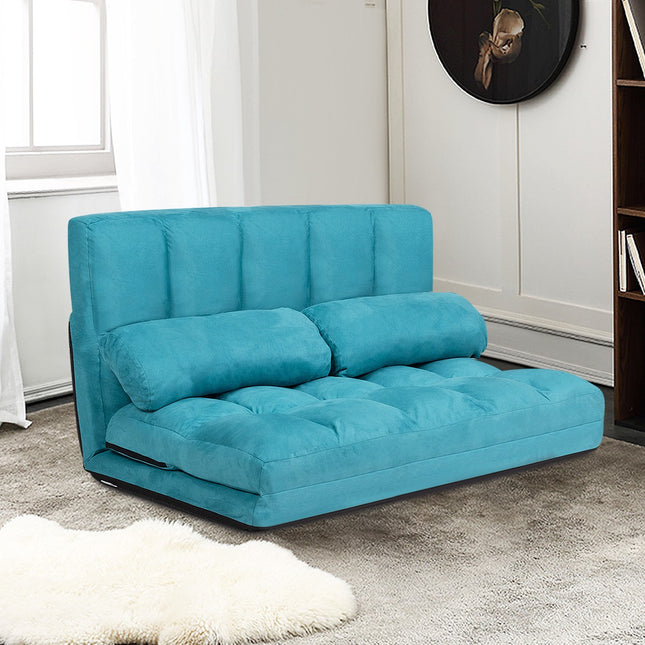 Składana sofa rozkładana, 6-pozycyjna, regulowana, niebieska