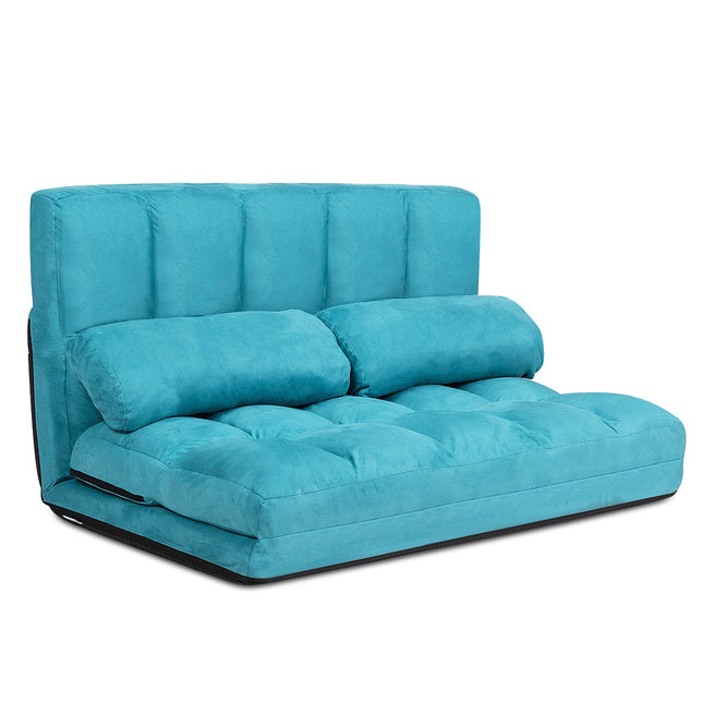 Składana sofa rozkładana, 6-pozycyjna, regulowana, niebieska