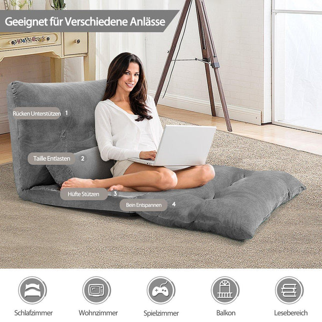 Składana sofa rozkładana, regulowane oparcie, kolor szary