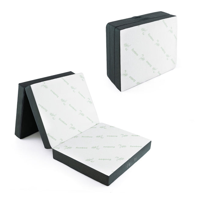 Foldable Foam Mattress, 10cm Thick, 193x80cm, White/Grey