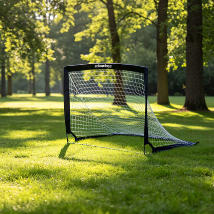 Foldable Football Goals Set, Black, with Carry Bag