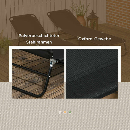 Foldable Garden Sun Lounger Set, Adjustable Backrest