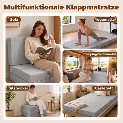 Foldable Gel Foam Mattress 90x200 cm with Washable Cover