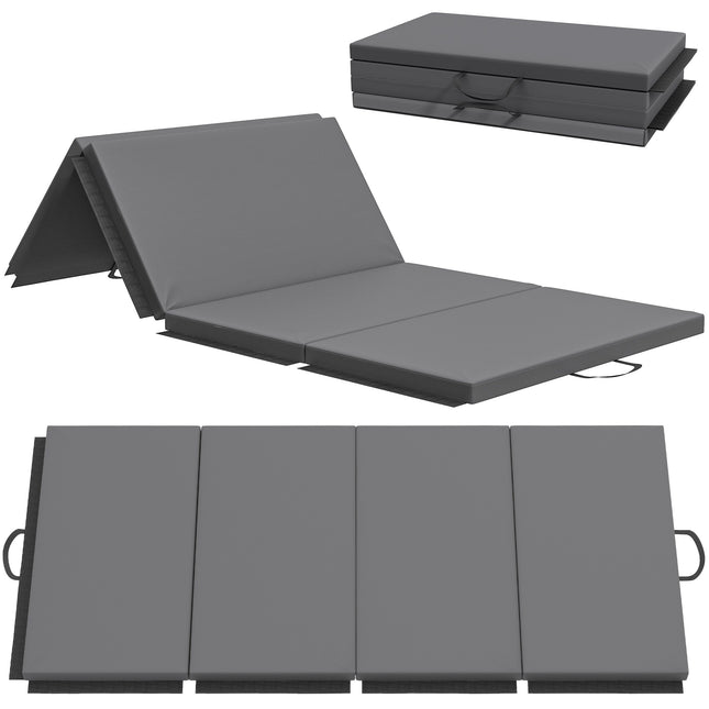 Opvouwbare gymmat met handgrepen, grijs, 180 x 80 x 5 cm
