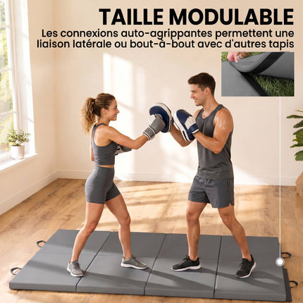 Foldable Gym Mat With Handles, Gray, 180 x 80 x 5 cm
