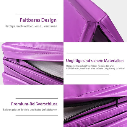 Foldable Gymnastics Mat, 240x116x5 cm, Purple