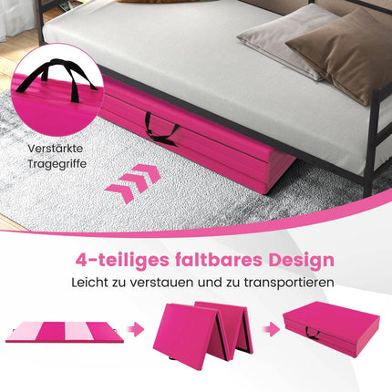 Foldable Gymnastics Mat, 300x117x5 cm, Hot Pink