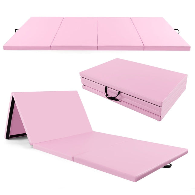 Foldable Gymnastics Mat, 300x117x5 cm, Pink, PU Cover