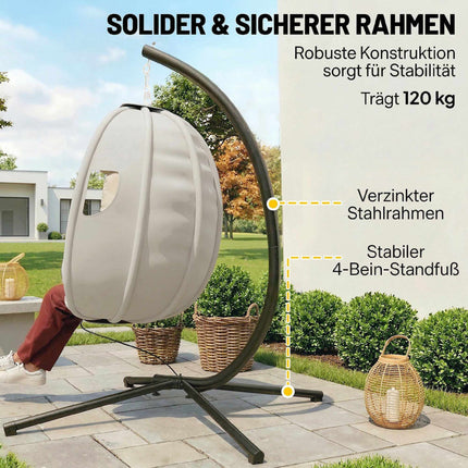 Foldable Hanging Chair with Stand, Adjustable, 120kg Capacity