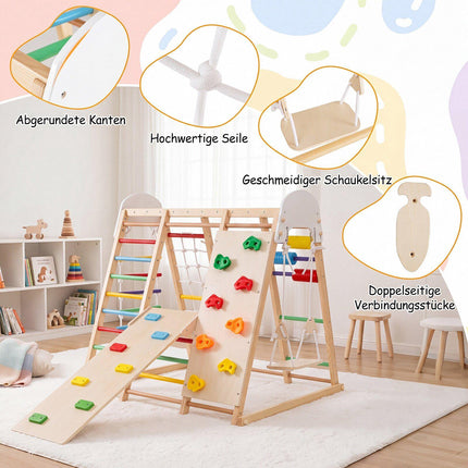 Foldable Indoor Jungle Gym for Kids with Swing & Monkey Bars