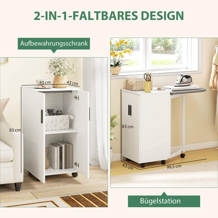 Foldable Ironing Board Cabinet with Heat-Resistant Surface