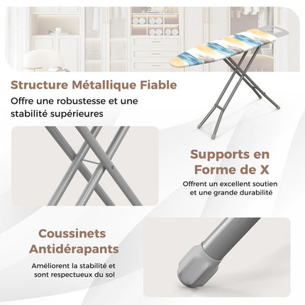 Foldable Ironing Board With Iron Rest, 7-Height Adjust