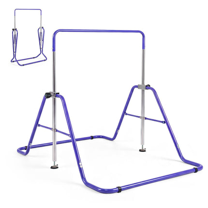 Foldable Kids Gymnastics Bar with 5 Height Levels, Purple, 143 lbs Capacity