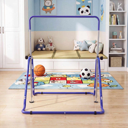 Foldable Kids Gymnastics Bar with 5 Height Levels, Purple, 143 lbs Capacity