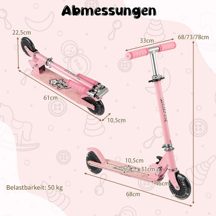 Foldable Kids Scooter with LED Wheels, Adjustable Handlebar