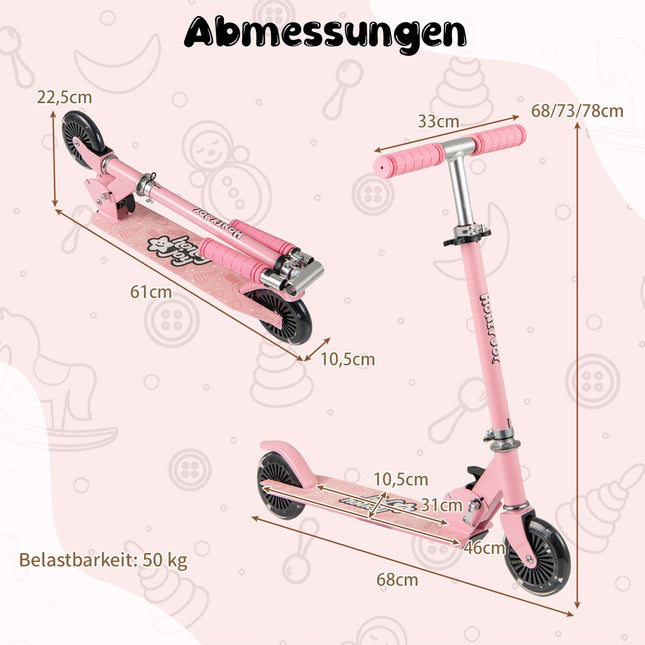 Foldable Kids Scooter with LED Wheels, Adjustable Handlebar