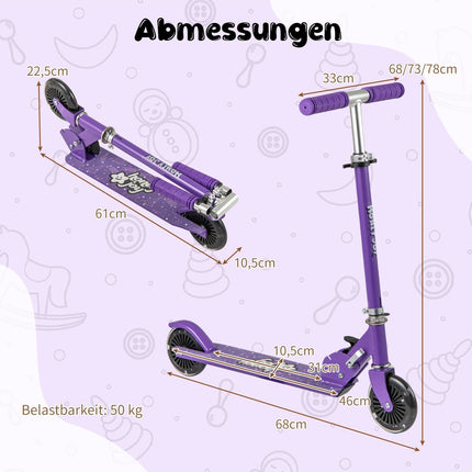 Foldable Kids Scooter with LED Wheels, Adjustable Handlebar