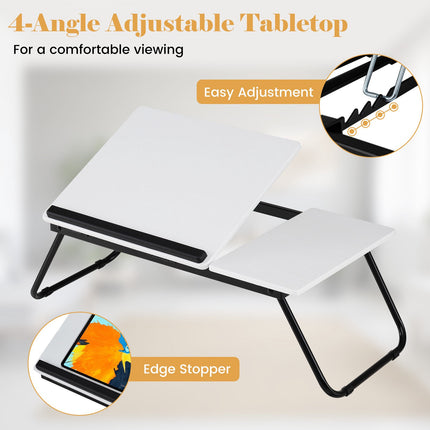 Foldable Laptop Table with Adjustable Angles, MDF & Metal