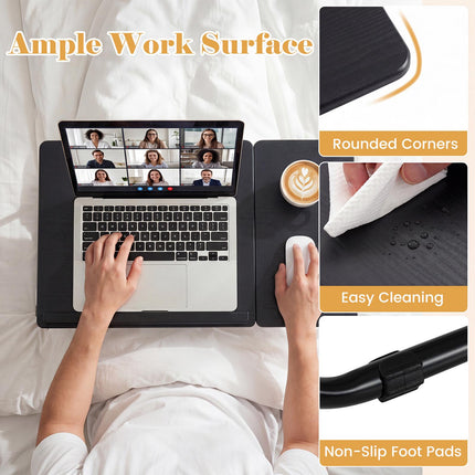 Foldable Laptop Table with Adjustable Angles, MDF & Metal