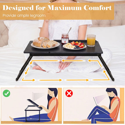 Foldable Laptop Table with Adjustable Angles, MDF & Metal