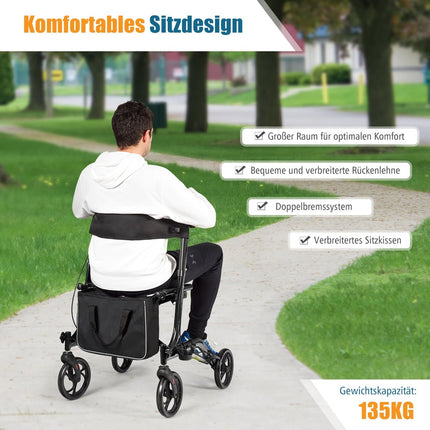 Foldable Lightweight Aluminium Rollator, Adjustable Height