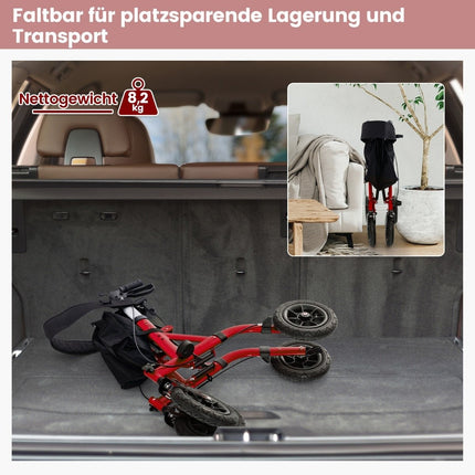 Foldable Lightweight Rollator with Seat, Aluminum, 136 kg Capacity
