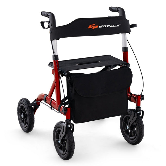 Foldable Lightweight Rollator with Seat, Aluminum, 136 kg Capacity