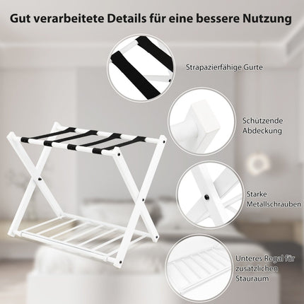 Foldable Luggage Rack Set, 2-Tier, Iron, 60kg Capacity