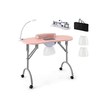 Foldable Manicure Table with Dust Collector & LED Lamp