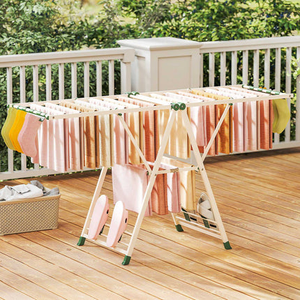 Foldable Metal Drying Rack With Adjustable Wings, 20 Rails