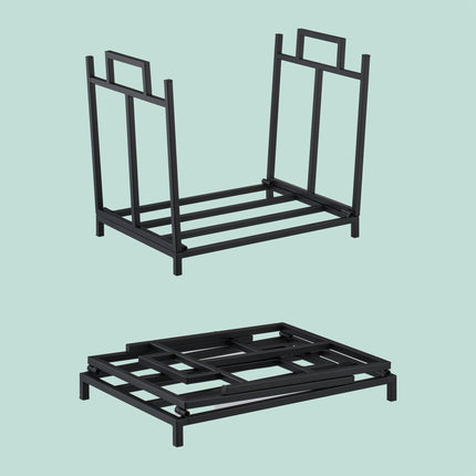 Foldable Metal Log Holder – Space-Saving Firewood Storage