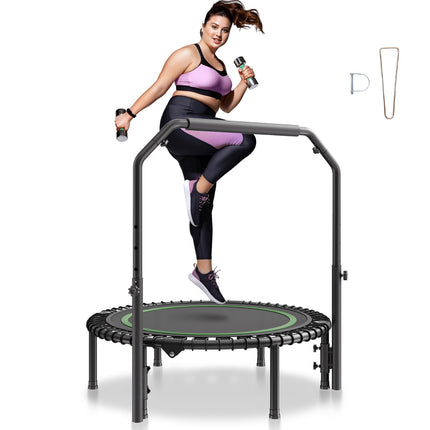 Foldable Mini Trampoline, 40 Inch, 330 lb, Adjustable Handle
