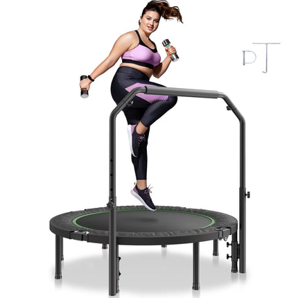 Foldable Mini Trampoline, 52 Inch, 450 lb, Adjustable Handle