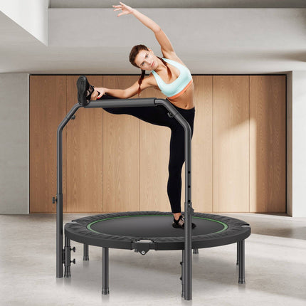 Foldable Mini Trampoline, 52 Inch, 450 lb, Adjustable Handle