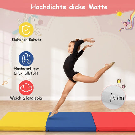 Foldable Non-Slip Gymnastics Mat with Handles, 180x60 cm