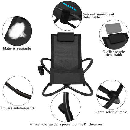 Foldable Outdoor Rocking Recliner, Cup Holder, 180 kg
