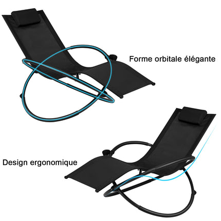 Foldable Outdoor Rocking Recliner, Cup Holder, 180 kg