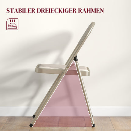 Foldable Padded Chairs, Set of 4 – Steel Frame, Beige