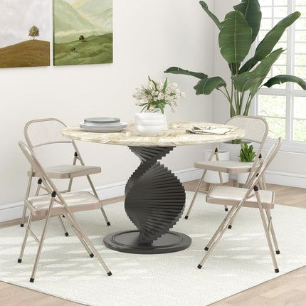 Foldable Padded Chairs, Set of 4 – Steel Frame, Beige