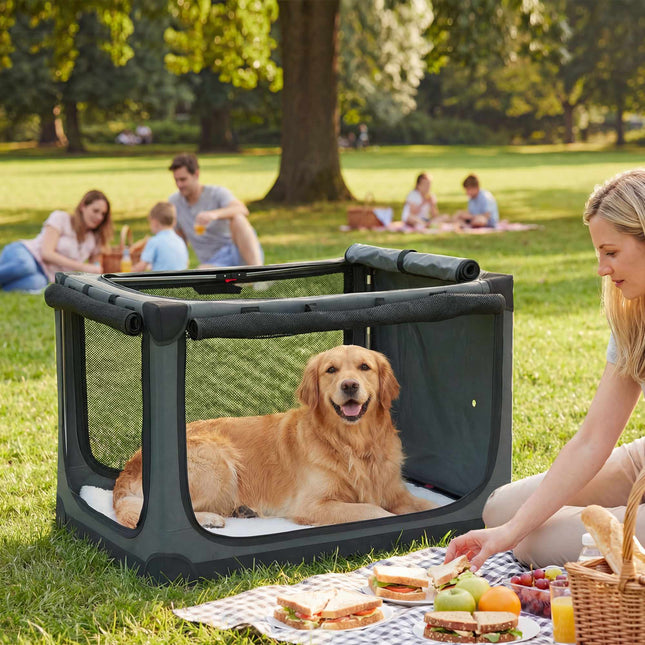 Foldable Pet Carrier, 600D Fabric, 90x64x64 cm, Green
