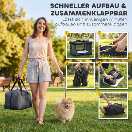 Foldable Pet Carrier, 600D Oxford, 60x42x43 cm