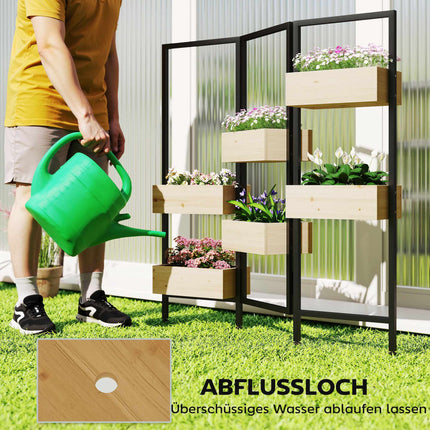 Foldable Planter Divider – 6 Wood Boxes, Steel Frame