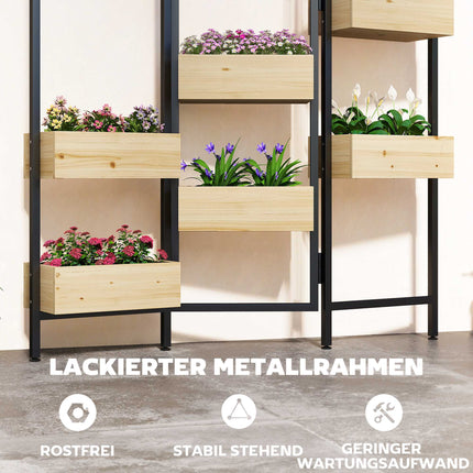 Foldable Planter Divider – 6 Wood Boxes, Steel Frame