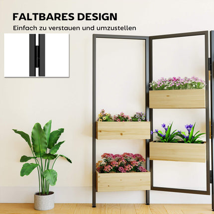 Foldable Planter Divider – 6 Wood Boxes, Steel Frame