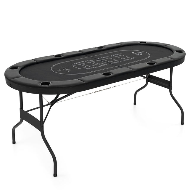Opvouwbare pokertafel voor 8 spelers met bekerhouders, zwart